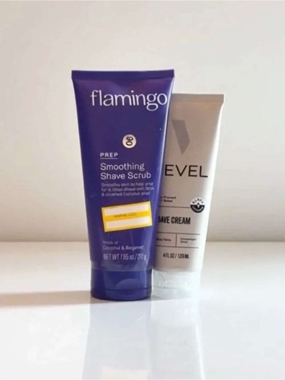 Flamingo Smoothing Shave Scrub and Bevel Shave Cream Bundle